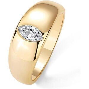 14K Gold Plated Chunky Dome Statement Ring for Men | Marquise Cubic Trendy